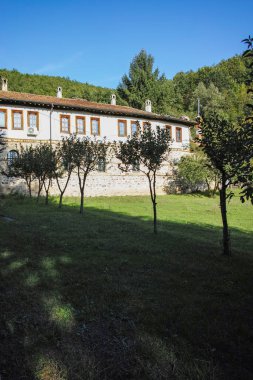 Sırbistan 'ın Ortaçağ Temski manastırının panoramik manzarası Aziz George, Pirot Bölgesi