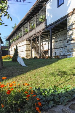 Sırbistan 'ın Ortaçağ Temski manastırının panoramik manzarası Aziz George, Pirot Bölgesi