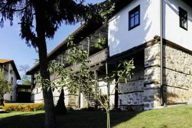 Sırbistan 'ın Ortaçağ Temski manastırının panoramik manzarası Aziz George, Pirot Bölgesi