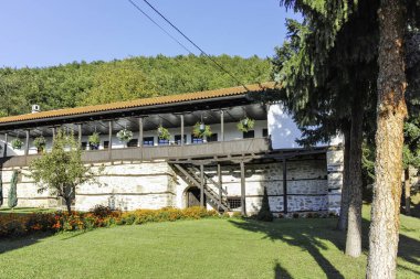 Sırbistan 'ın Ortaçağ Temski manastırının panoramik manzarası Aziz George, Pirot Bölgesi
