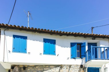 Afytos, Kassandra, Chalkidiki, Orta Makedonya ve Yunanistan 'ın Tarihi Kenti Panorama