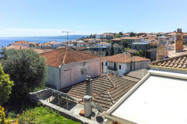 Afytos, Kassandra, Chalkidiki, Orta Makedonya ve Yunanistan 'ın Tarihi Kenti Panorama