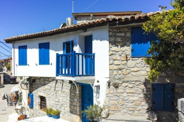 Afytos, Kassandra, Chalkidiki, Orta Makedonya ve Yunanistan 'ın Tarihi Kenti Panorama