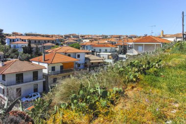 Afytos, Kassandra, Chalkidiki, Orta Makedonya ve Yunanistan 'ın Tarihi Kenti Panorama