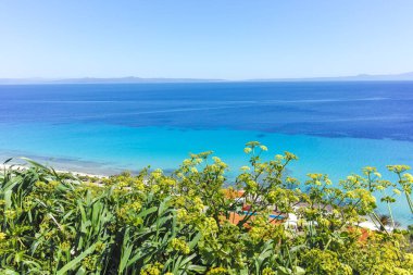 Afytos, Kassandra, Chalkidiki, Orta Makedonya ve Yunanistan 'ın Tarihi Kenti Panorama