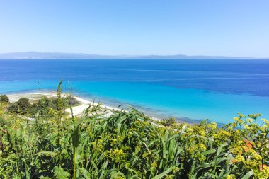 Afytos, Kassandra, Chalkidiki, Orta Makedonya ve Yunanistan 'ın Tarihi Kenti Panorama