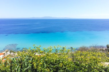 Afytos, Kassandra, Chalkidiki, Orta Makedonya ve Yunanistan 'ın Tarihi Kenti Panorama