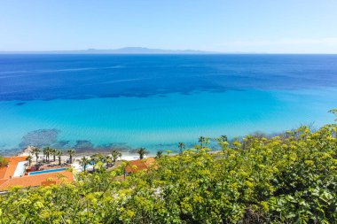 Afytos, Kassandra, Chalkidiki, Orta Makedonya ve Yunanistan 'ın Tarihi Kenti Panorama