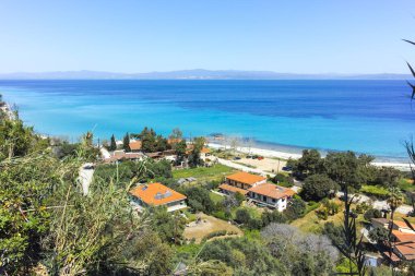 Afytos, Kassandra, Chalkidiki, Orta Makedonya ve Yunanistan 'ın Tarihi Kenti Panorama