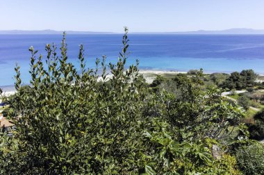 Afytos, Kassandra, Chalkidiki, Orta Makedonya ve Yunanistan 'ın Tarihi Kenti Panorama