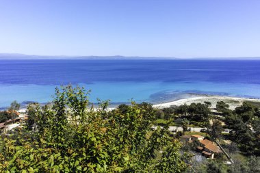 Afytos, Kassandra, Chalkidiki, Orta Makedonya ve Yunanistan 'ın Tarihi Kenti Panorama