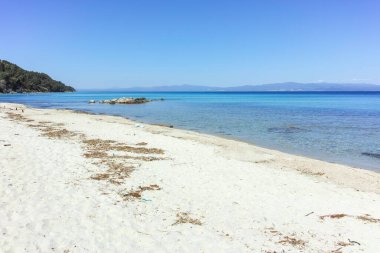 Afytos, Kassandra, Chalkidiki, Orta Makedonya ve Yunanistan 'ın Tarihi Kenti Panorama
