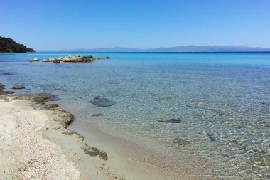 Afytos, Kassandra, Chalkidiki, Orta Makedonya ve Yunanistan 'ın Tarihi Kenti Panorama