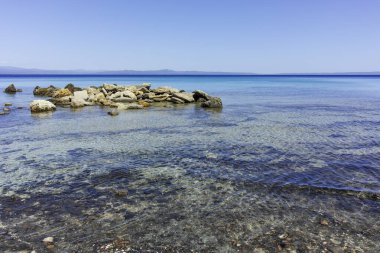Afytos, Kassandra, Chalkidiki, Orta Makedonya ve Yunanistan 'ın Tarihi Kenti Panorama