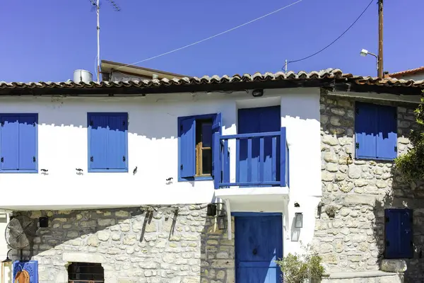 Afytos, Kassandra, Chalkidiki, Orta Makedonya ve Yunanistan 'ın Tarihi Kenti Panorama