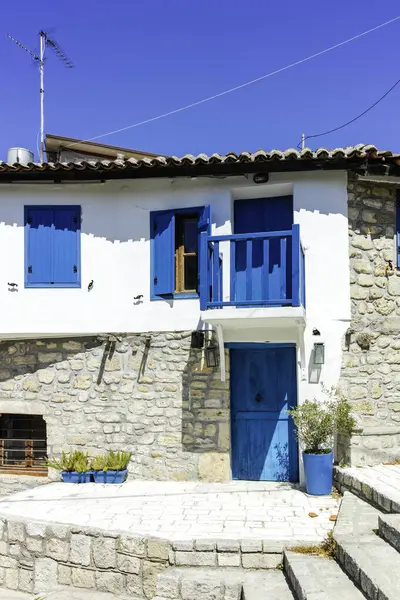 Afytos, Kassandra, Chalkidiki, Orta Makedonya ve Yunanistan 'ın Tarihi Kenti Panorama