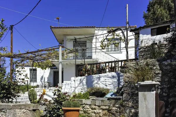 Afytos, Kassandra, Chalkidiki, Orta Makedonya ve Yunanistan 'ın Tarihi Kenti Panorama