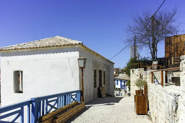 Afytos, Kassandra, Chalkidiki, Orta Makedonya ve Yunanistan 'ın Tarihi Kenti Panorama