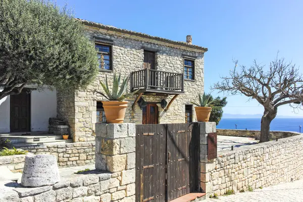 Afytos, Kassandra, Chalkidiki, Orta Makedonya ve Yunanistan 'ın Tarihi Kenti Panorama