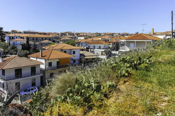 Afytos, Kassandra, Chalkidiki, Orta Makedonya ve Yunanistan 'ın Tarihi Kenti Panorama