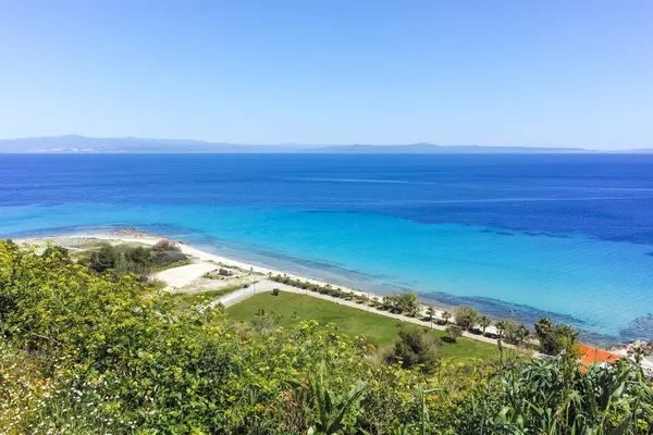 Afytos, Kassandra, Chalkidiki, Orta Makedonya ve Yunanistan 'ın Tarihi Kenti Panorama