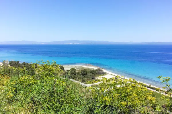 Afytos, Kassandra, Chalkidiki, Orta Makedonya ve Yunanistan 'ın Tarihi Kenti Panorama