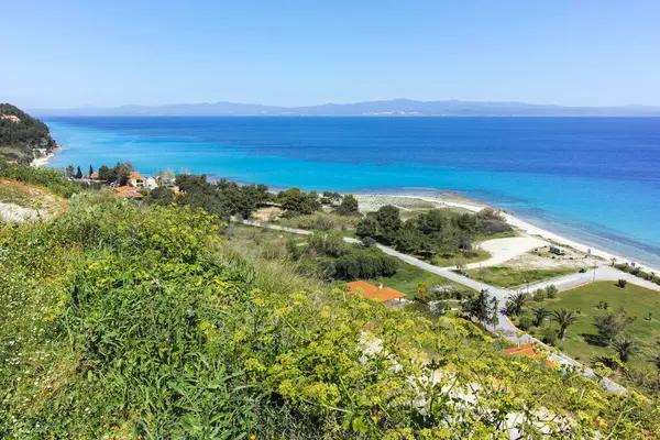 Afytos, Kassandra, Chalkidiki, Orta Makedonya ve Yunanistan 'ın Tarihi Kenti Panorama
