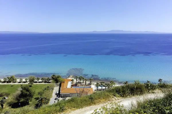 Afytos, Kassandra, Chalkidiki, Orta Makedonya ve Yunanistan 'ın Tarihi Kenti Panorama