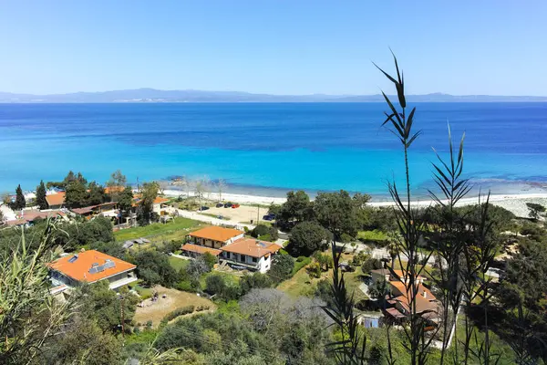 Afytos, Kassandra, Chalkidiki, Orta Makedonya ve Yunanistan 'ın Tarihi Kenti Panorama