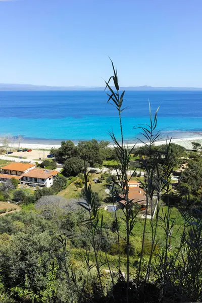 Afytos, Kassandra, Chalkidiki, Orta Makedonya ve Yunanistan 'ın Tarihi Kenti Panorama