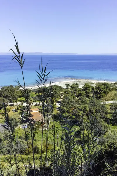 Afytos, Kassandra, Chalkidiki, Orta Makedonya ve Yunanistan 'ın Tarihi Kenti Panorama