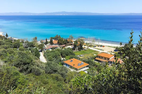 Afytos, Kassandra, Chalkidiki, Orta Makedonya ve Yunanistan 'ın Tarihi Kenti Panorama