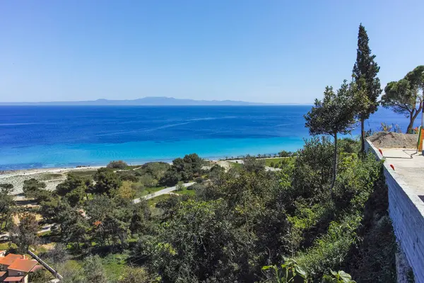 Afytos, Kassandra, Chalkidiki, Orta Makedonya ve Yunanistan 'ın Tarihi Kenti Panorama