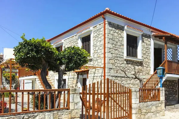 Afytos, Kassandra, Chalkidiki, Orta Makedonya ve Yunanistan 'ın Tarihi Kenti Panorama