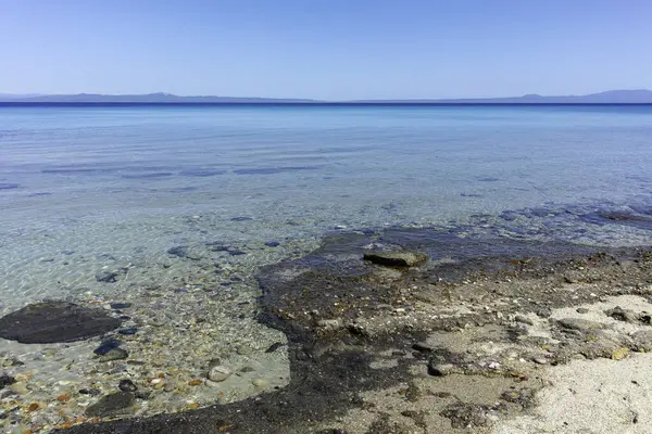 Afytos, Kassandra, Chalkidiki, Orta Makedonya ve Yunanistan 'ın Tarihi Kenti Panorama