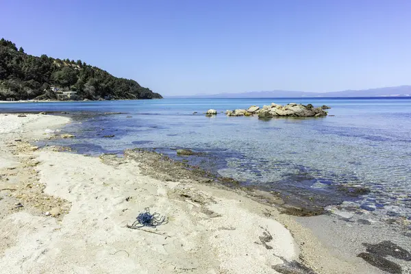 Afytos, Kassandra, Chalkidiki, Orta Makedonya ve Yunanistan 'ın Tarihi Kenti Panorama