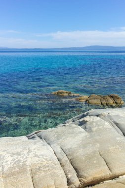 Karydi Sahili yakınlarındaki Sithonia kıyı şeridi, Chalkidiki, Orta Makedonya, Yunanistan