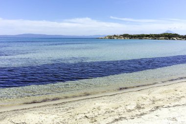 Karydi Sahili yakınlarındaki Sithonia kıyı şeridi, Chalkidiki, Orta Makedonya, Yunanistan
