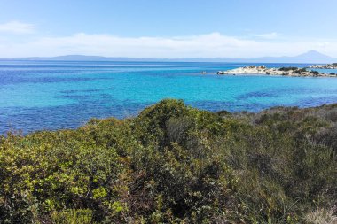 Karydi Sahili yakınlarındaki Sithonia kıyı şeridi, Chalkidiki, Orta Makedonya, Yunanistan