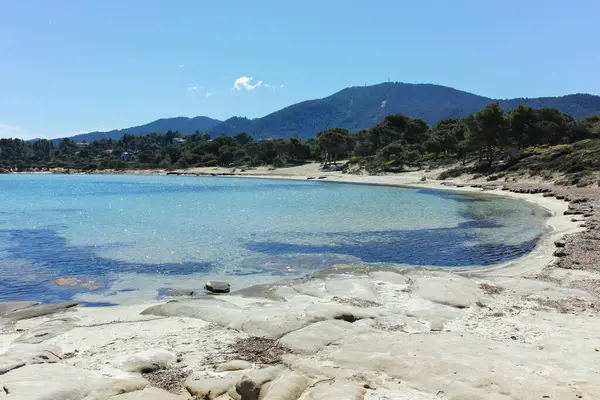 Karydi Sahili yakınlarındaki Sithonia kıyı şeridi, Chalkidiki, Orta Makedonya, Yunanistan
