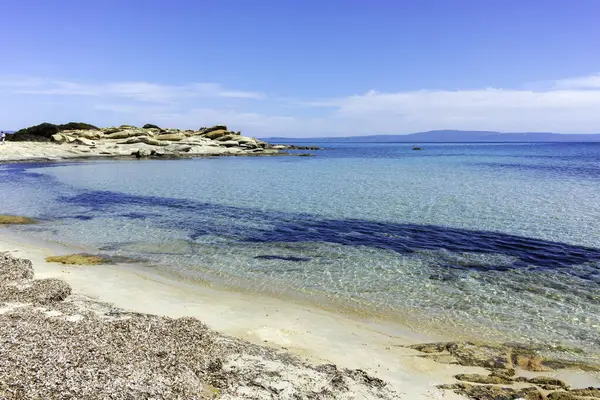 Karydi Sahili yakınlarındaki Sithonia kıyı şeridi, Chalkidiki, Orta Makedonya, Yunanistan