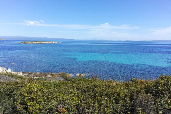 Karydi Sahili yakınlarındaki Sithonia kıyı şeridi, Chalkidiki, Orta Makedonya, Yunanistan