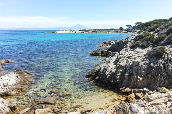 Karydi Sahili yakınlarındaki Sithonia kıyı şeridi, Chalkidiki, Orta Makedonya, Yunanistan