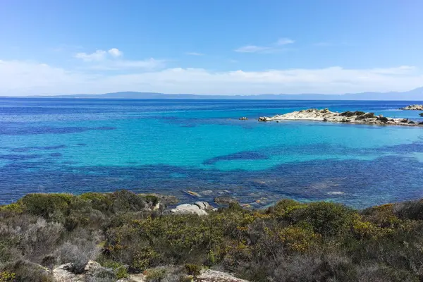 Karydi Sahili yakınlarındaki Sithonia kıyı şeridi, Chalkidiki, Orta Makedonya, Yunanistan