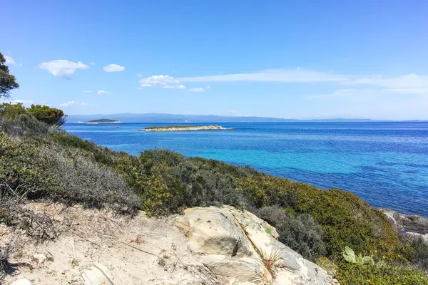 Karydi Sahili yakınlarındaki Sithonia kıyı şeridi, Chalkidiki, Orta Makedonya, Yunanistan