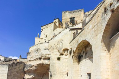 Matera 'nın muhteşem manzarası, Basilicata Bölgesi, İtalya