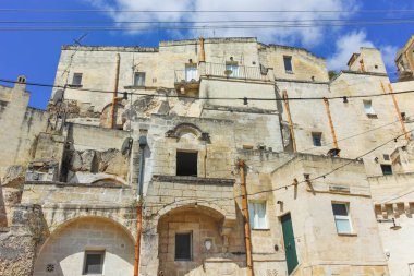 Matera 'nın muhteşem manzarası, Basilicata Bölgesi, İtalya