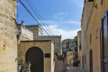Matera 'nın muhteşem manzarası, Basilicata Bölgesi, İtalya