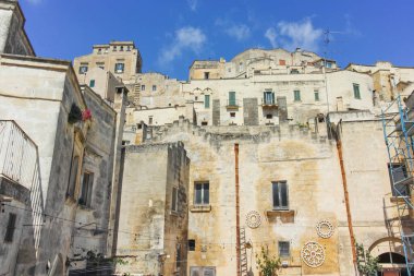 Matera 'nın muhteşem manzarası, Basilicata Bölgesi, İtalya