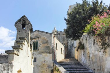 Matera 'nın muhteşem manzarası, Basilicata Bölgesi, İtalya